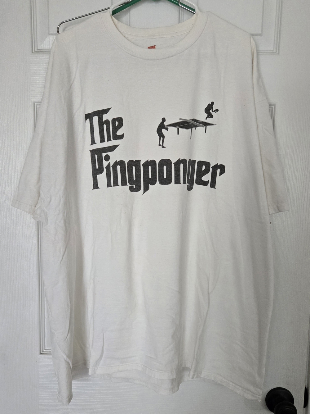 Hanes White Tee with Black "The Pingponger" Graphic